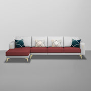 Falco LHS 6 Seater L Shape Sofa Set for Living Room (Maroon Grey Fabric) Premium Fabric Sofa
