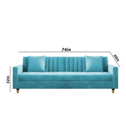 Garcia 3 Seater Sofa Set for Living Room (Blue Black Colour) Premium Fabric Sofa