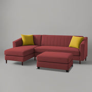 Neyami LHS 4 Seater with Ottoman L Shape Sofa Set for Living Room (Maroon) Premium Fabric Sofa Set