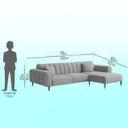 Damian RHS 4 Seater L Shape Sofa Set for Living Room (Grey Colour Fabric) Premium Fabric Sofa Set for Living Room