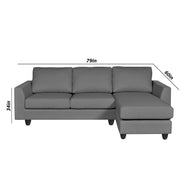 Danver RHS 4 Seater L Shape Sofa Set for Living Room (Dark Grey Fabric) Premium Fabric Sofa