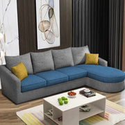 Shrank Round Lounger L Shape 6 Seater Sofa Set for Living Room (Turquise Grey) Fabric Sofa | RHS
