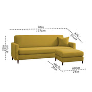 Valkyrie 4 Seater L Shape Convertible Sofa Set for Living Room, 3 Seater & Ottoman Modular Sectional Couch for Small Space (Yellow Colour) Fabric