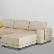 Linus RHS 4 Seater L Shape Sofa Set for Living Room (Cream Fabric) Premium Fabric Sofa