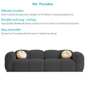 Casaliving Vetras Modern Velvet Bubble Cloud Sofa, Tufted Design Upholstered 3 Seater Sofa Set for Living Room,(Blue Colour) Premium Velvet Fabric Sofa