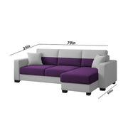 Aden RHS 4 Seater L Shape Sofa Set with 2 Puffy for Living Room (Purple Grey Colour Fabric) Premium Fabric Sofa Set for Living Room