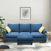 Rihan 3 Seater Sofa Set with Ottoman Living Room (Turquise Fabric)