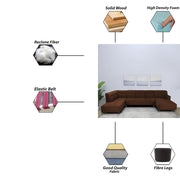 Ragno 8 Seater U Shape Sofa Set for Living Room (Brown Fabric) Premium Fabric Sofa