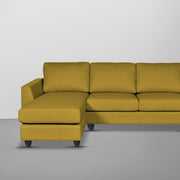 Danver LHS 4 Seater L Shape Sofa Set for Living Room (Yellow Fabric) Premium Fabric Sofa