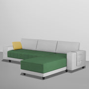 Linus RHS 4 Seater L Shape Sofa Set for Living Room (Green Grey Fabric) Premium Fabric Sofa