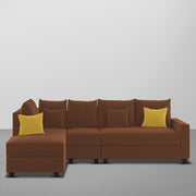 Inclair LHS 6 Seater L Shape Sofa Set for Living Room (Brown Fabric) Premium Fabric Sofa