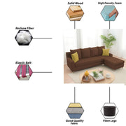 Jester 4 Seater Sofa Set with Center Table for Living Room (Brown Colour) Premium Fabric Sofa
