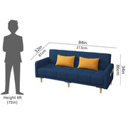 Casaliving Melfoy 3 Seater Sofa Cum Bed for Living Room with Ottomon (Blue Fabric) Premium Fabric Sofa