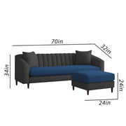 Casaliving Doraldo 4 Seater L Shape Convertible Sofa Set for Living Room, 3 Seater & Ottoman Modular Sectional Couch for Small Space (Black Blue Colour) Fabric