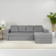Elvi RHS 6 Seater L Shape Sofa Set for Living Room (Dark Grey Fabric) Premium Fabric Sofa