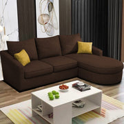 Shrank Round Lounger L Shape 4 Seater Sofa Set for Living Room (Brown) Fabric Sofa | RHS
