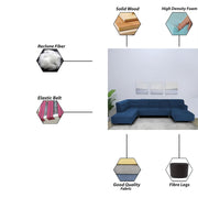 Ragno 8 Seater U Shape Sofa Set for Living Room (Blue Fabric) Premium Fabric Sofa