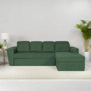 Elvi RHS 6 Seater L Shape Sofa Set for Living Room (Green Fabric) Premium Fabric Sofa
