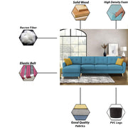 Lizel LHS 6 Seater L Shape Sofa Set with Center Table for Living Room (Turquise Fabric) Premium Velvet Fabric Sofa