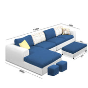 Badger RHS 8 Seater L Shape Sofa Set with Center Table for Living Room (Grey Fabric) Premium Fabric Sofa