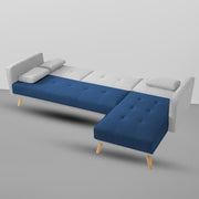 Convertible Futon RHS 4 Seater Sofa Cum Bed with Adjustable Backrest Sofa for Living Room (Blue Grey Colour) Premium Fabric Sofa