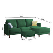 Swaloni RHS 4 Seater L Shape Sofa Set with Center Table for Living Room (Green) Premium Fabric Sofa