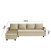 Asper LHS 6 Seater L Shape Sofa Set for Living Room (Cream Fabric) Premium Fabric Sofa