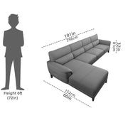 Janifer LHS 6 Seater L Shape Sofa Set for Living Room (Dark Grey Colour) Premium Fabric Sofa Set