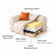 Vetras Modern Velvet Bubble Cloud Sofa, Tufted Design Upholstered 1 Seater Sofa Set for Living Room, (Black Colour) Premium Velvet Fabric Sofa