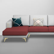 Falco LHS 4 Seater L Shape Sofa Set for Living Room (Maroon Grey Fabric) Premium Fabric Sofa