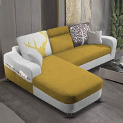 Amanda LHS 4 Seater L Shape,Sofa Set for Living Room (Yellow Grey Fabric)