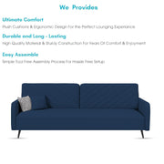 Casaliving Mazano 3 Seater Sofa Set for Living Room (Blue Colour) Premium Fabric Sofa