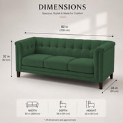 Casaliving Fento 3 Seater Sofa Set for Living Room, 3 Seater (Black) Colour Premium Velvet Fabric Sofa