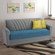 Francis 3 Seater Sofa Set for Living Room (Turquise Grey) Fabric