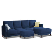 Swaloni RHS 6 Seater L Shape Sofa Set with Center Table for Living Room (Blue) Premium Fabric Sofa