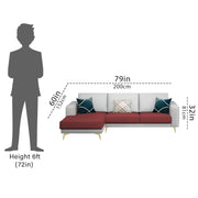 Falco LHS 4 Seater L Shape Sofa Set for Living Room (Maroon Grey Fabric) Premium Fabric Sofa