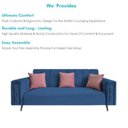 Casaliving Froster 3 Seater Sofa Set for Living Room (Blue Fabric) Premium Fabric Sofa