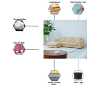 Cortina LHS 4 Seater L Shape Sofa Set for Living Room (Cream Fabric) Premium Fabric Sofa