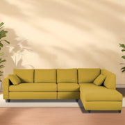 Dorian RHS 6 Seater L Shape Sofa Set for Living Room (Yellow Fabric) Premium Fabric Sofa