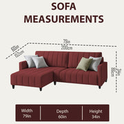Netlie 4 Seater LHS L Shape Sofa Set for Living Room (Maroon Fabric) Premium Fabric Sofa Set for Living Room