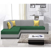 Rio 6 Seater L Shape Sofa for Living Room | Color - Green Grey Leatherette | Left Side Sofa