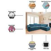 Elldona RHS 6 Seater Corner L Shape Sofa Set for Living Room (Turquise) Premium Fabric Sofa