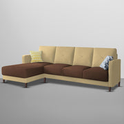 Swaloni LHS 6 Seater L Shape Sofa Set for Living Room (Cream Brown) Premium Fabric Sofa