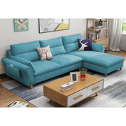Hudson 4 Seater L Shape Sofa Set for Living Room (Blue Fabric) Right Side