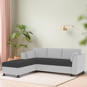 Blustin LHS 4 Seater L Shape Sofa Set for Living Room (Black Grey Fabric) Premium Fabric Sofa