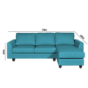 Danver RHS 4 Seater L Shape Sofa Set for Living Room (Turquise Fabric) Premium Fabric Sofa