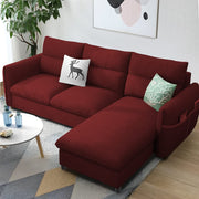 Andon 4 Seater L Shape Sofa Set for Living Room (Maroon Fabric) Right Side Sofa