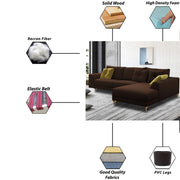 Viva RHS 6 Seater L Shape Sofa Set for Living Room (Brown) Premium Fabric Sofa