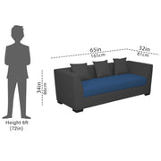 Casaliving Amida 3 Seater Sofa Set for Living Room (Blue Black Colour) Premium Fabric Sofa