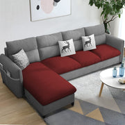 Andon 6 Seater L Shape Sofa Set for Living Room (Black Grey Fabric) Left Side Sofa